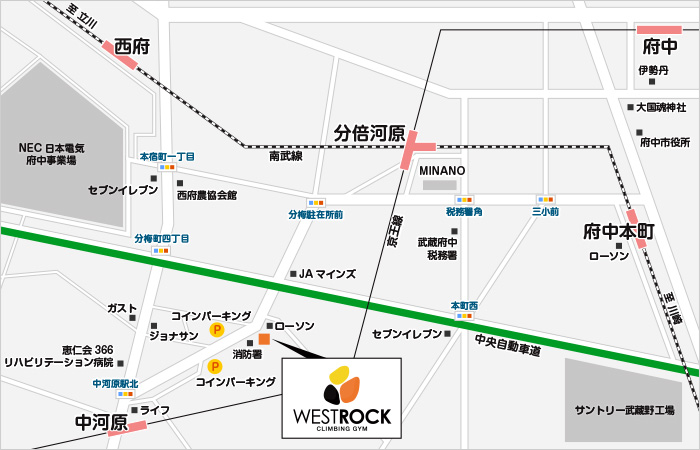 ウエストロック 府中店の地図